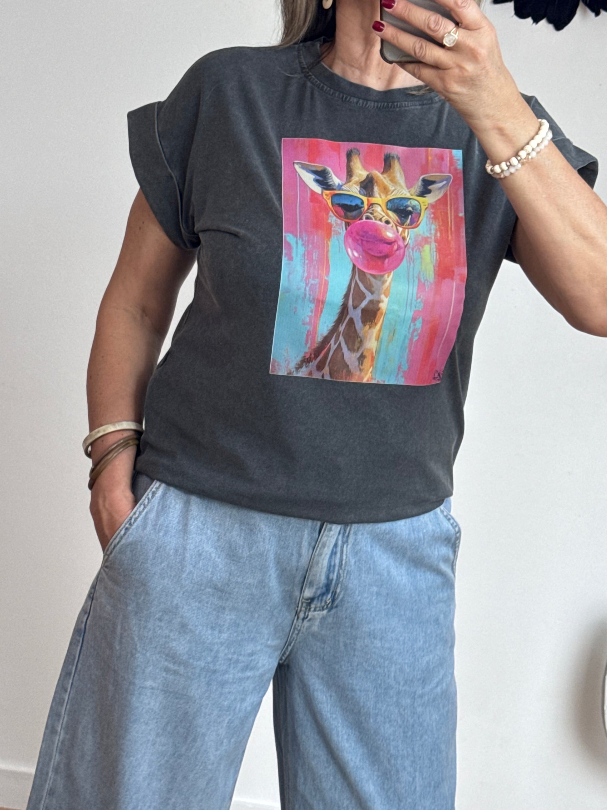 Teeshirt girafe noir