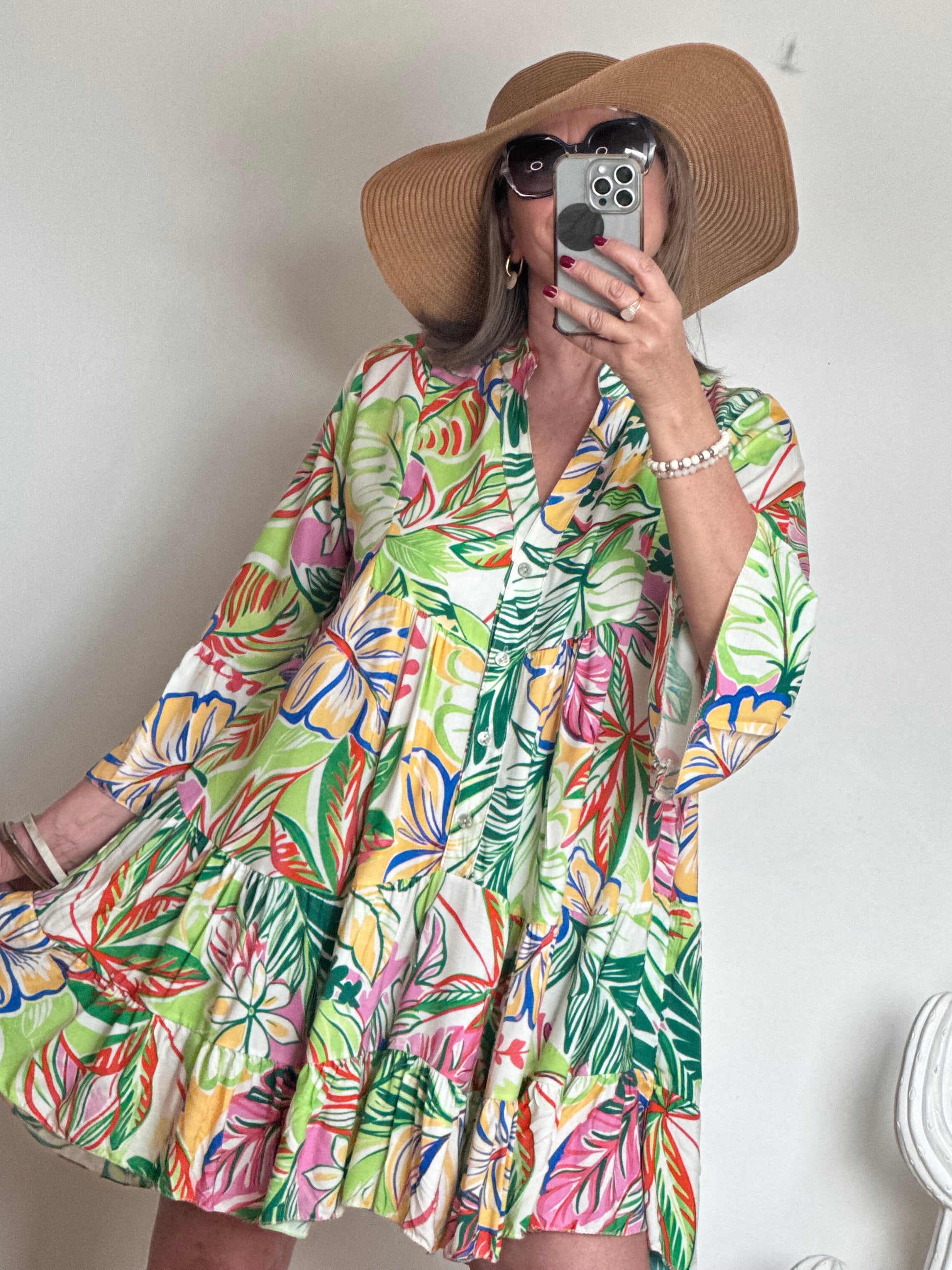 Robe floral vert