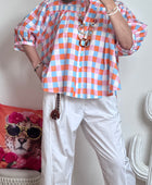 Blouse vichy orange /bleu
