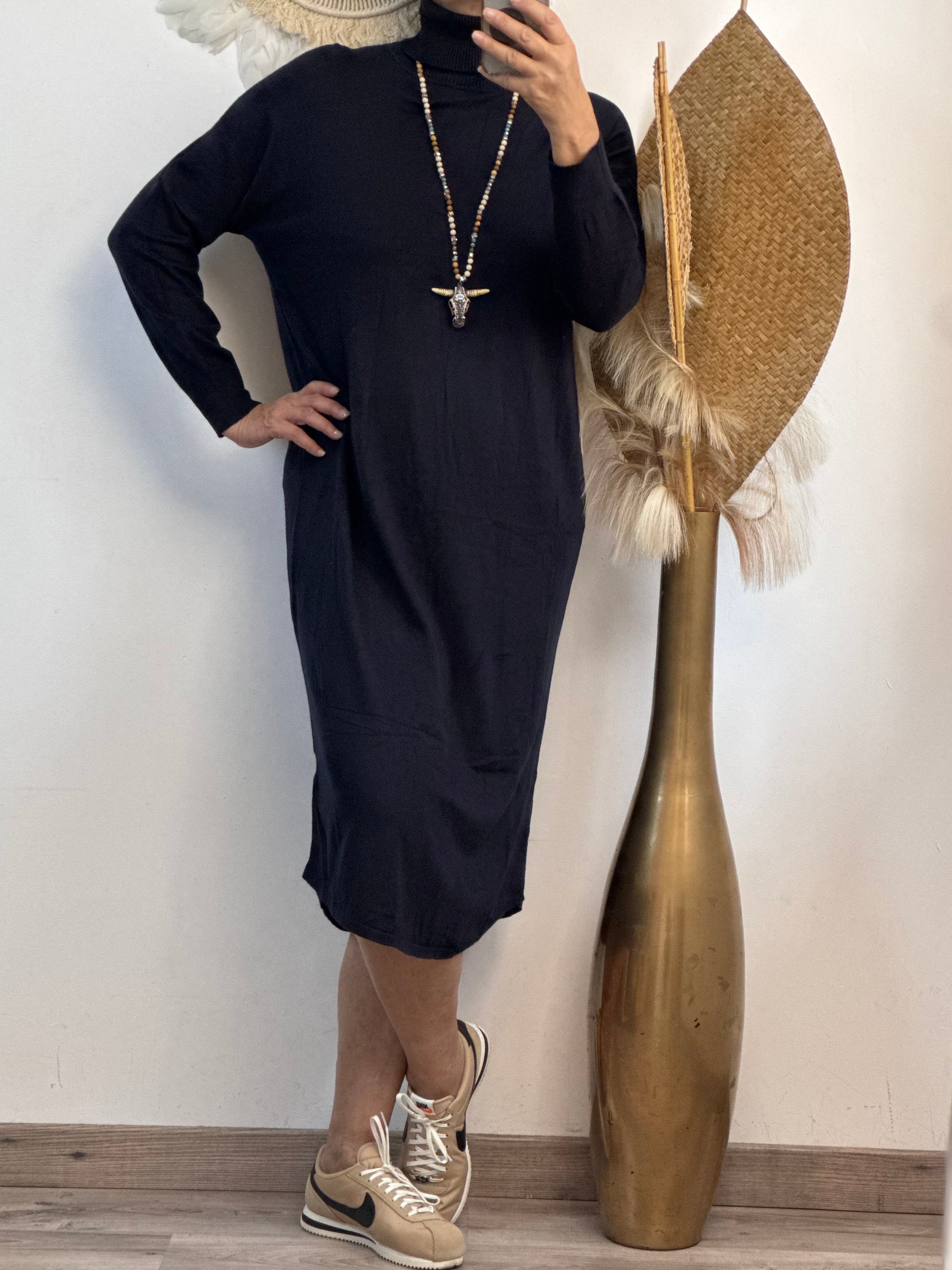 Robe longue maille marine