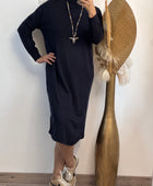 Robe longue maille marine