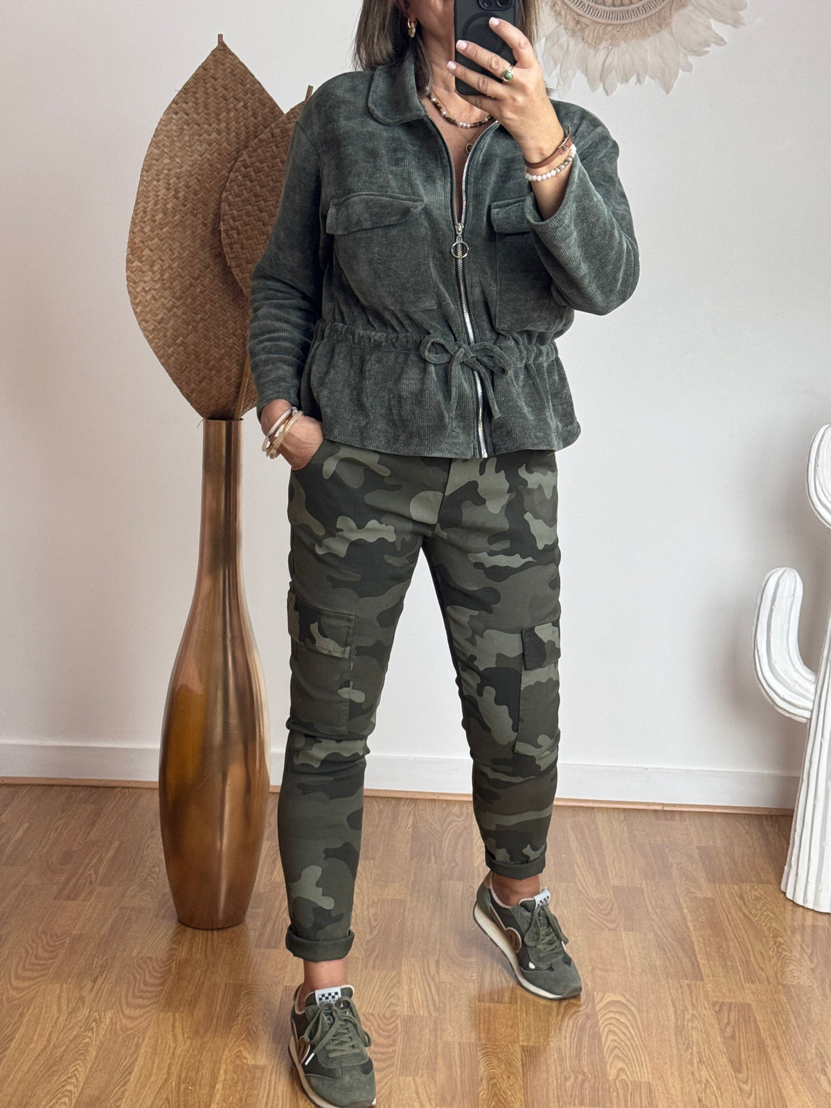 Veste velours milleraies kaki