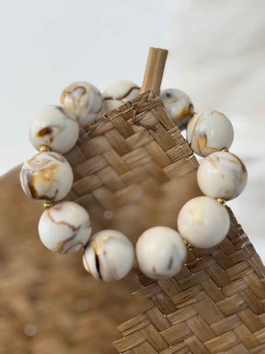 Bracelet perles beiges