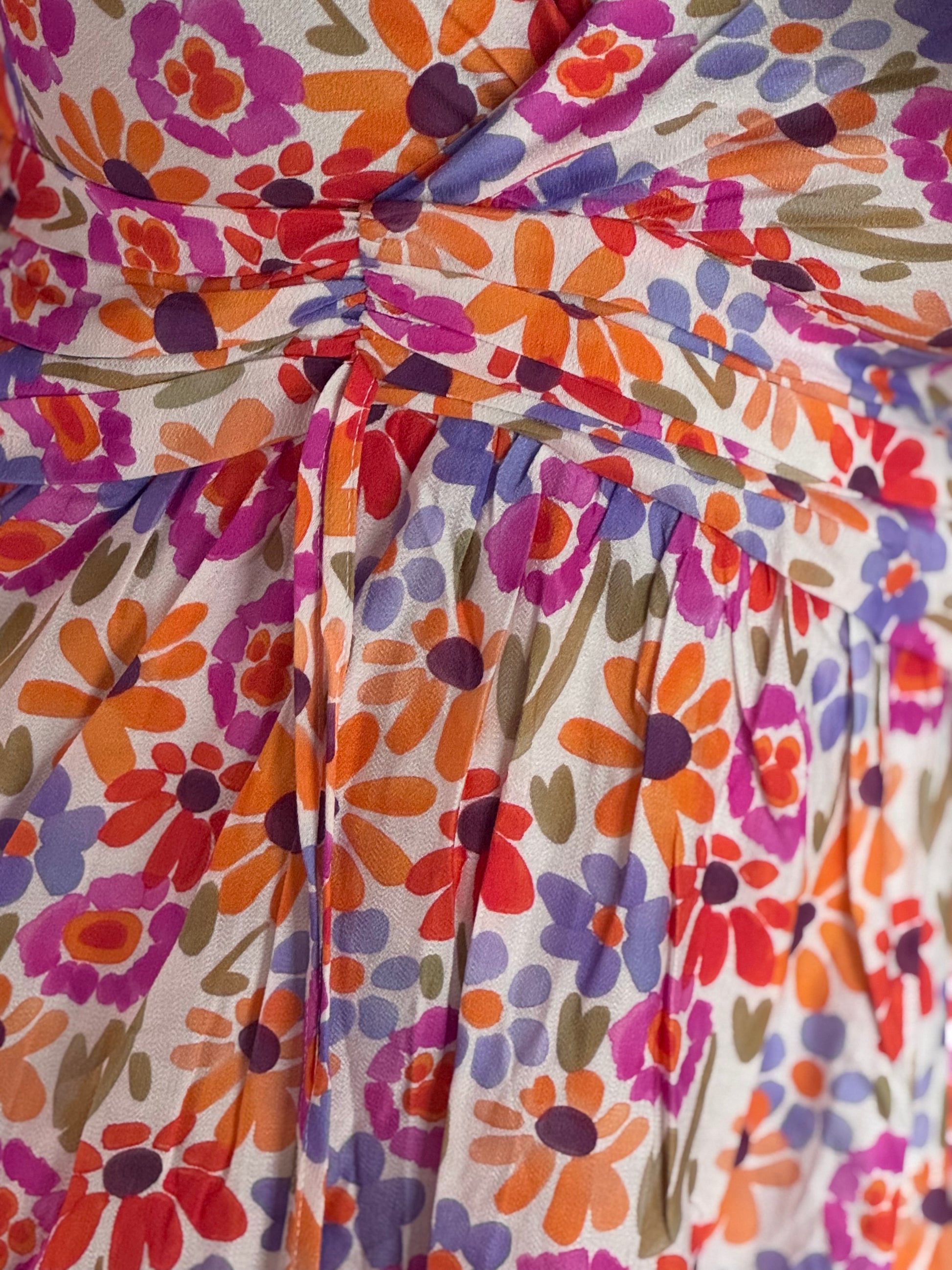 Robe courte fleurs multicolores