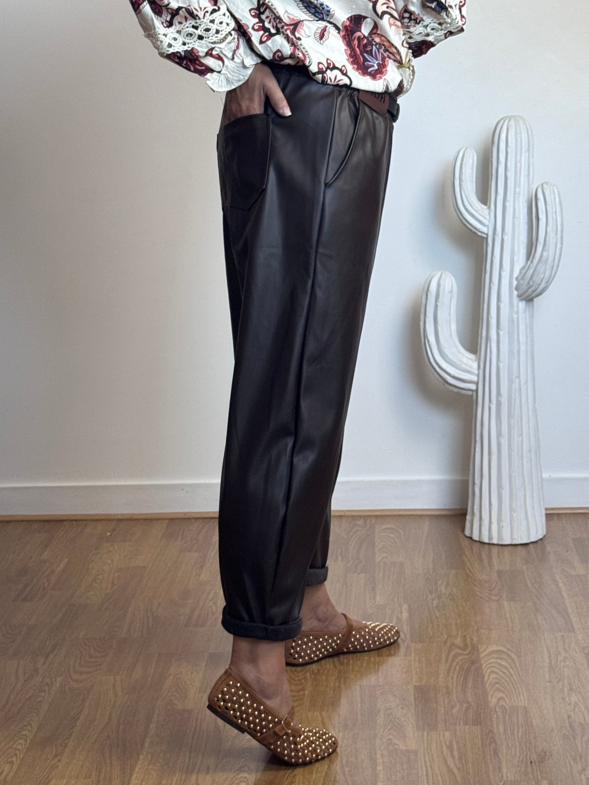 Pantalon SIENNA 🤎 similicuir marron TU 38/46