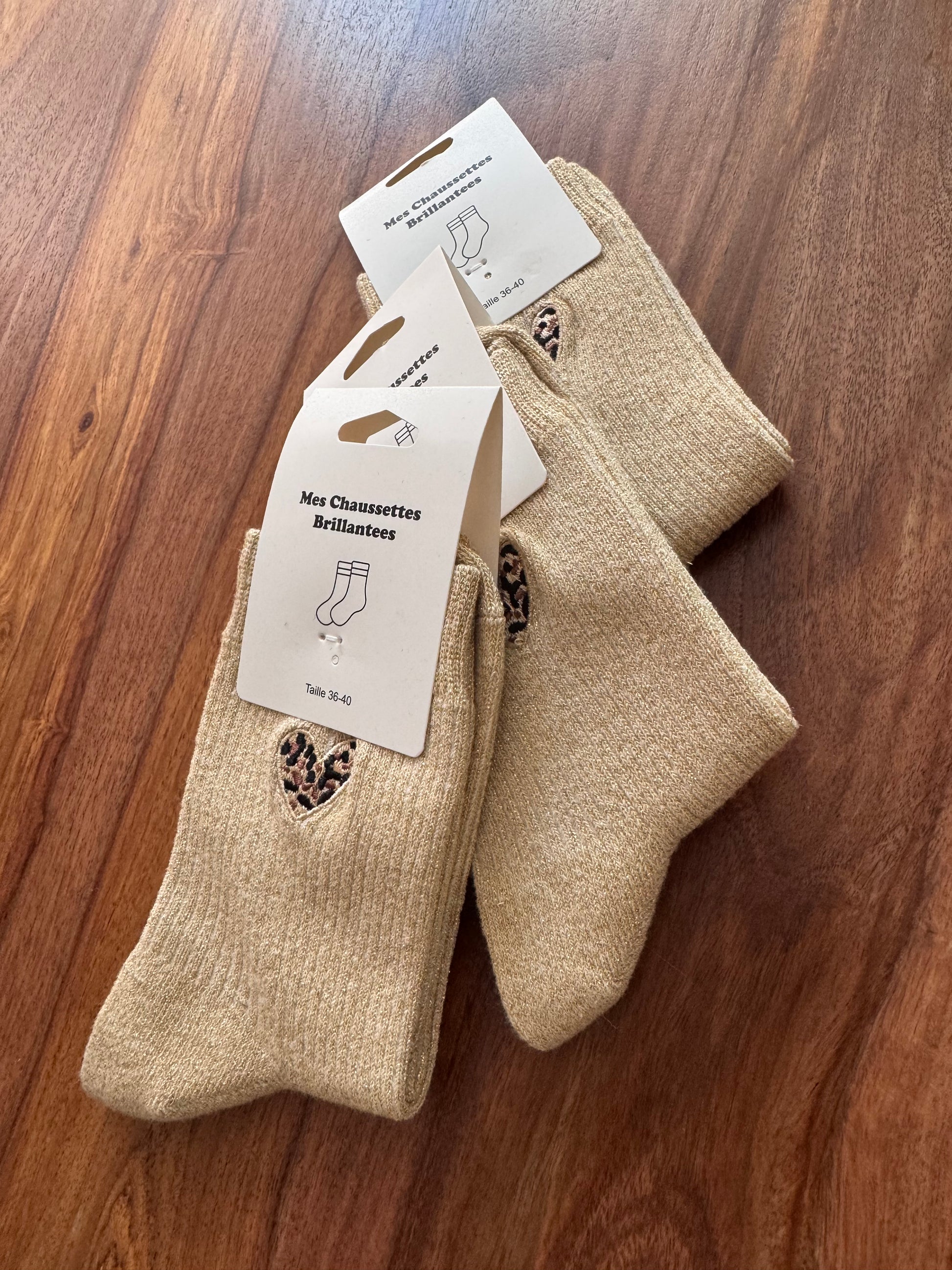 Chaussettes cœur brillantes 36/40