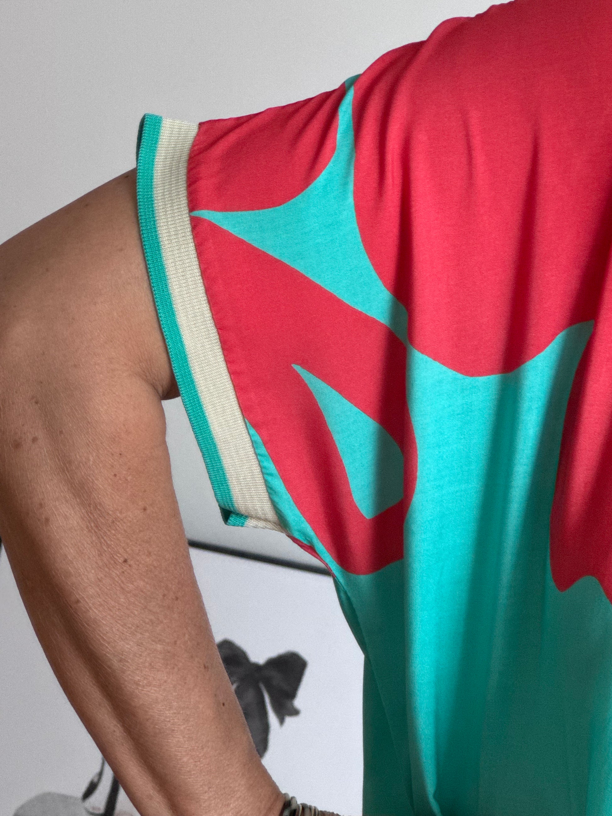 Robe florale turquoise /rouge TU 40/48