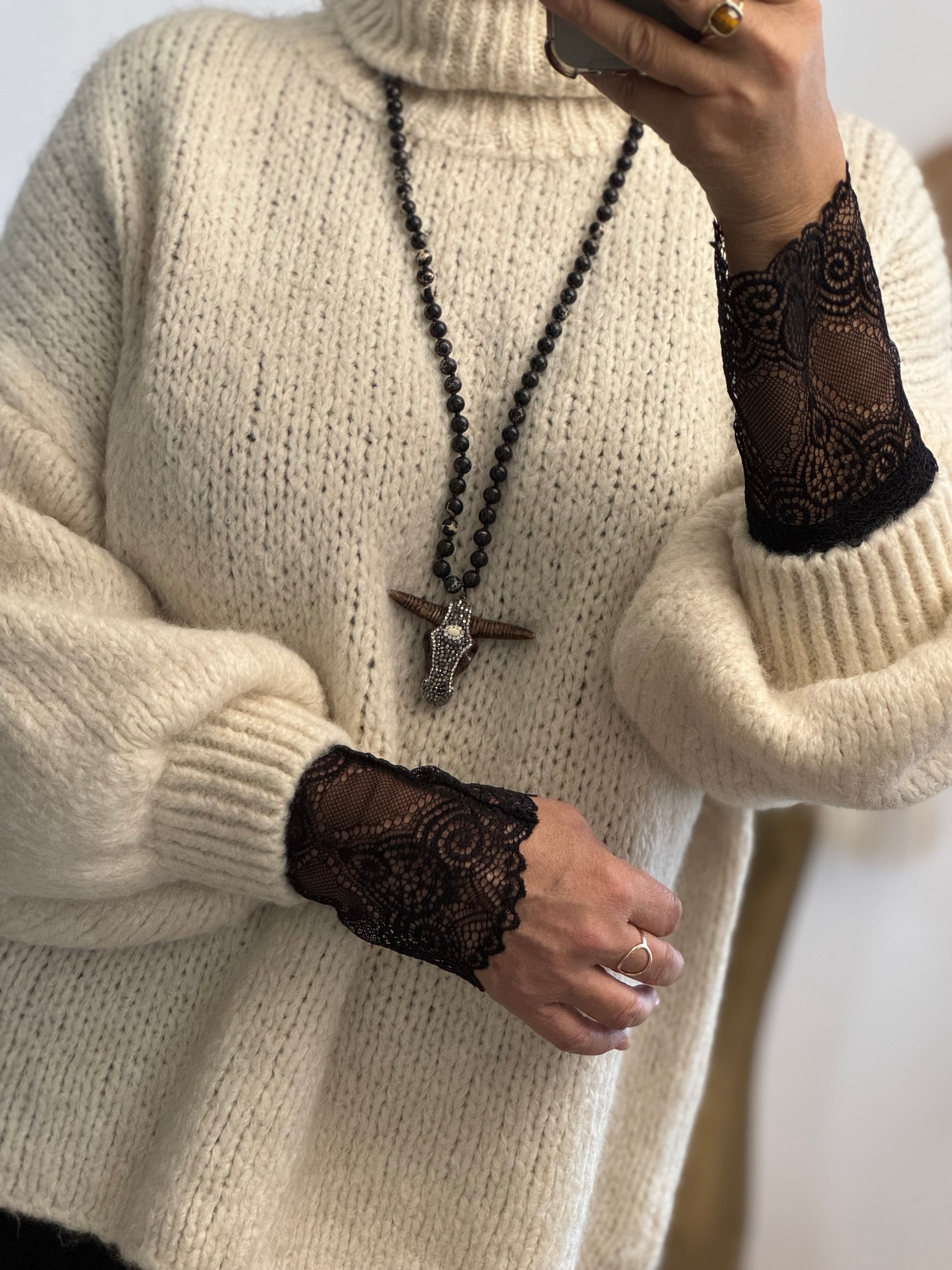 Pull d’hiver maille crème