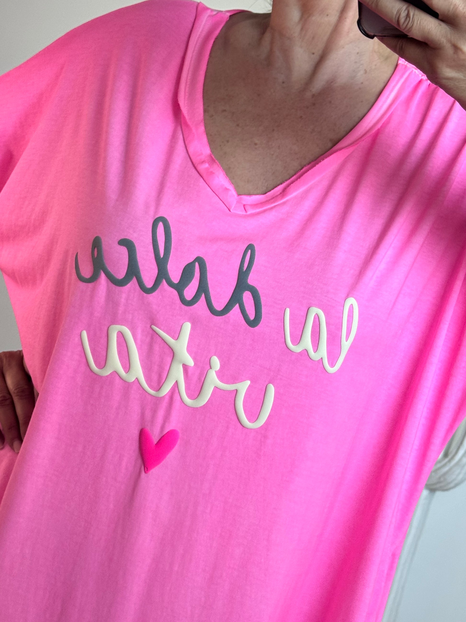 Robe teeshirt rose fluo jolie forme