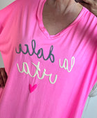Robe teeshirt rose fluo jolie forme