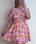 Robe courte fleurs multicolores