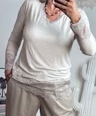Top dentelle beige