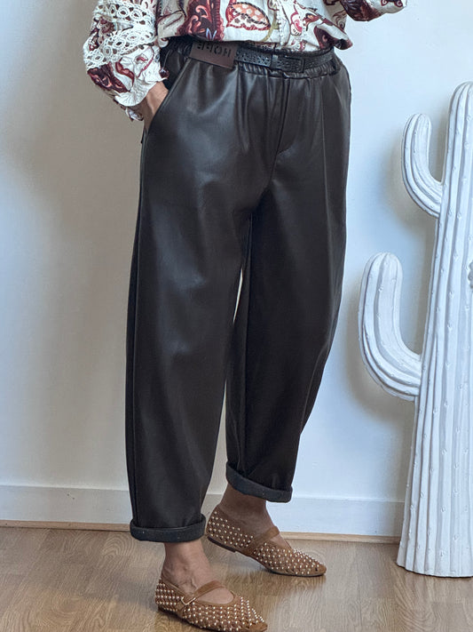 Pantalon SIENNA 🤎 similicuir marron TU 38/46