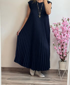 Robe longue plissée marine