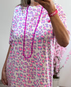 Robe teeshirt Léo rose fluo et Lila