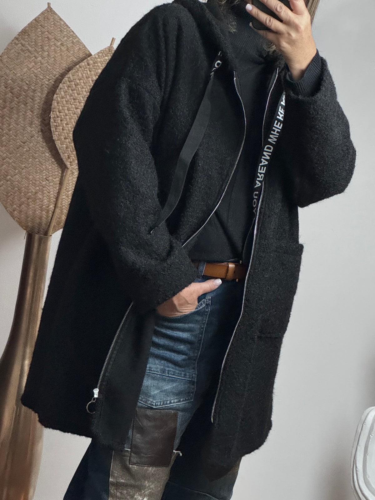 Manteau moumoute noir