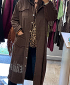 Veste longue suédine marron