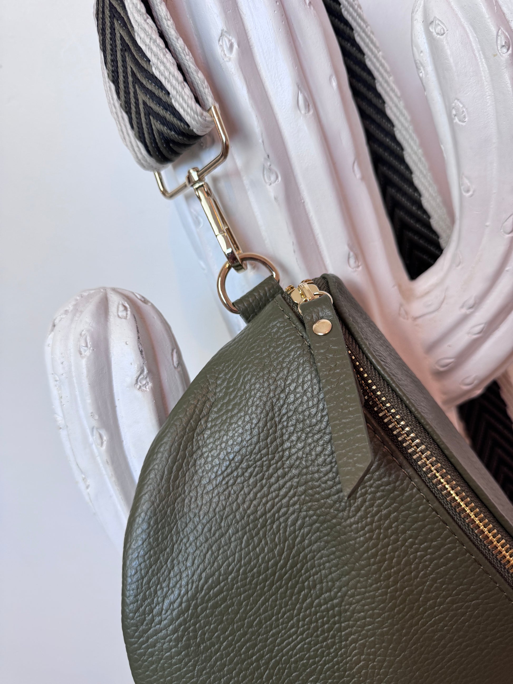 Sac banane cuir kaki +2 sangles