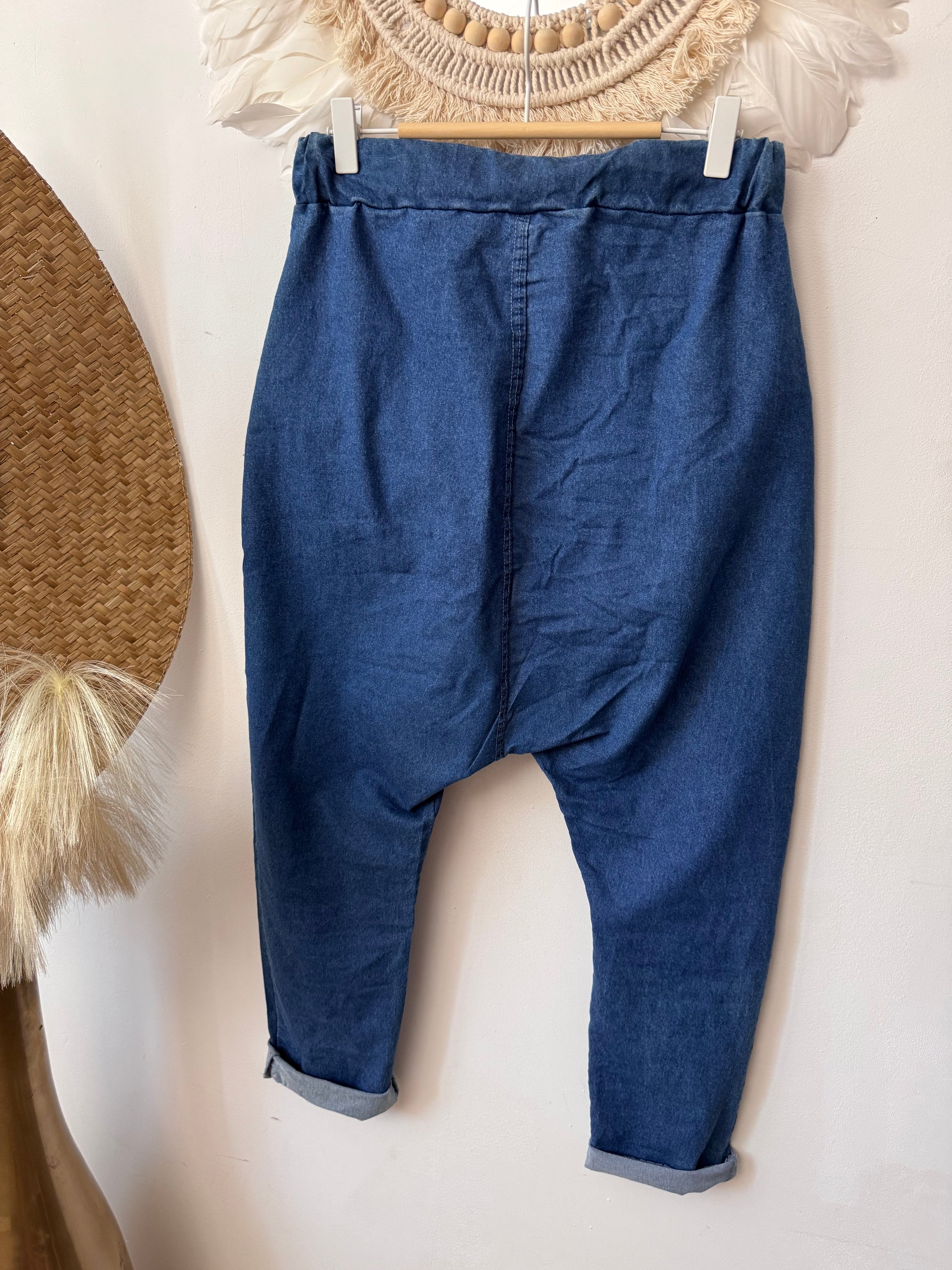 Pantalon saroual denim bleu Mickey