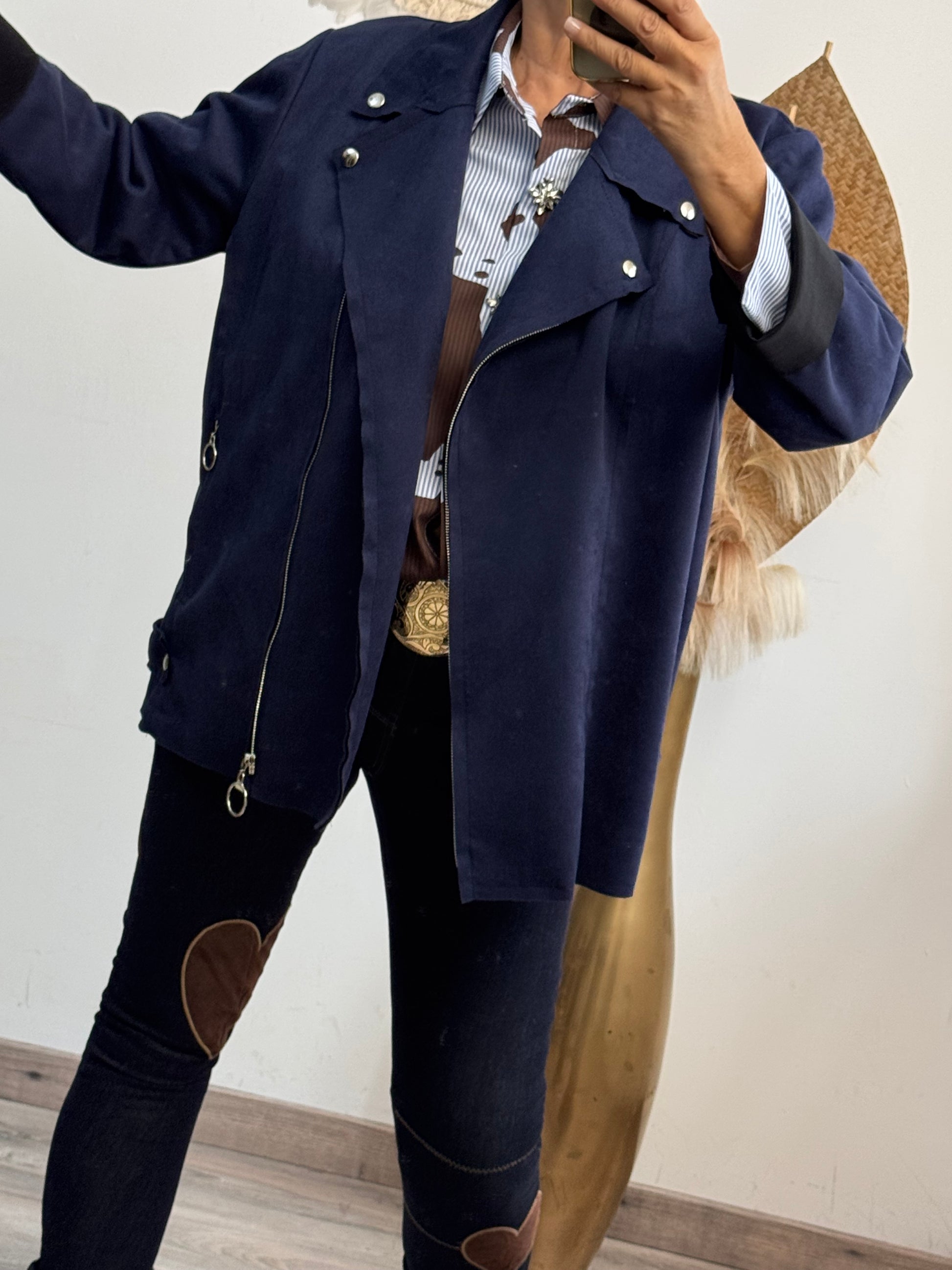 Blouson perfecto suédine marine TU 46/52