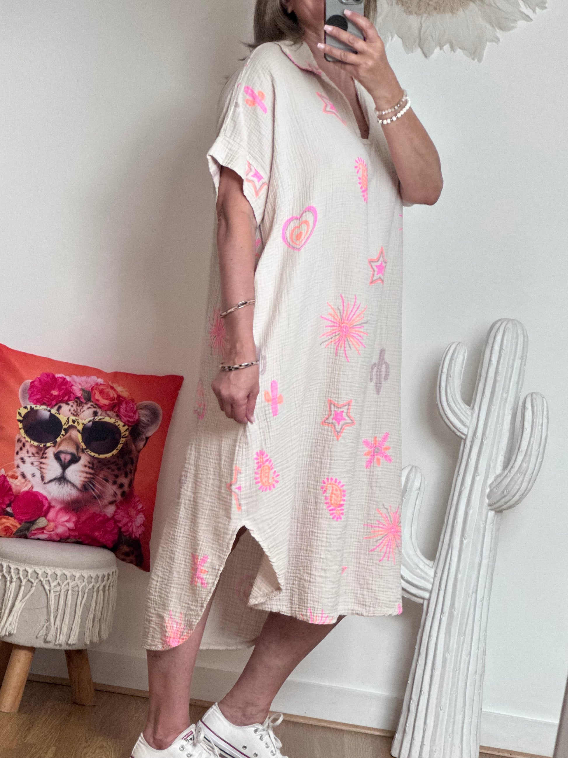 Robe gaze de coton beige