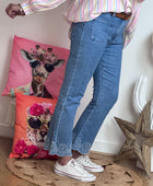 Jeans flare bleu clair brodé