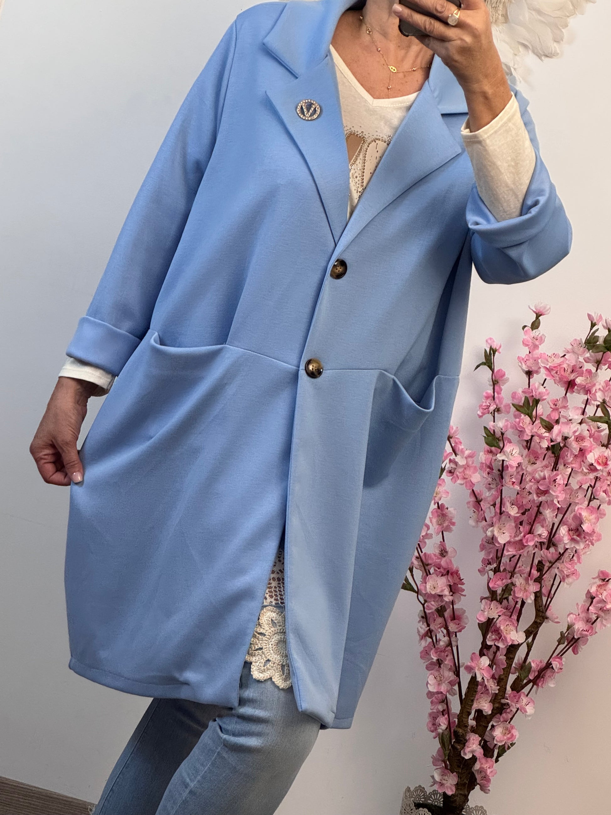 Veste longue Casuel bleue TU 46/52