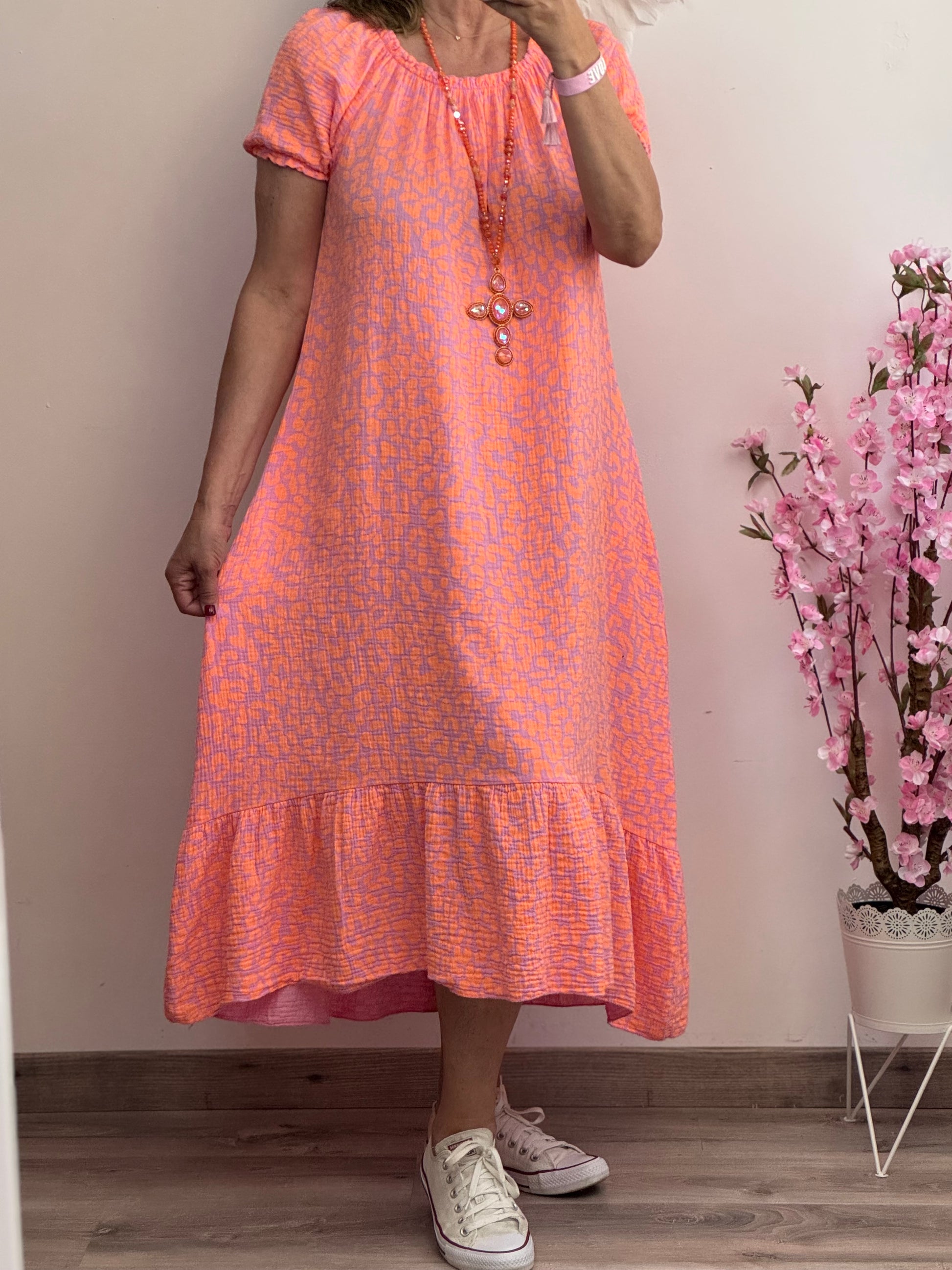 Robe gaz de coton Elsa orange