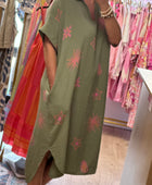 Robe gaze de coton kaki
