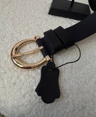 Ceinture cuir noir boucle dorée