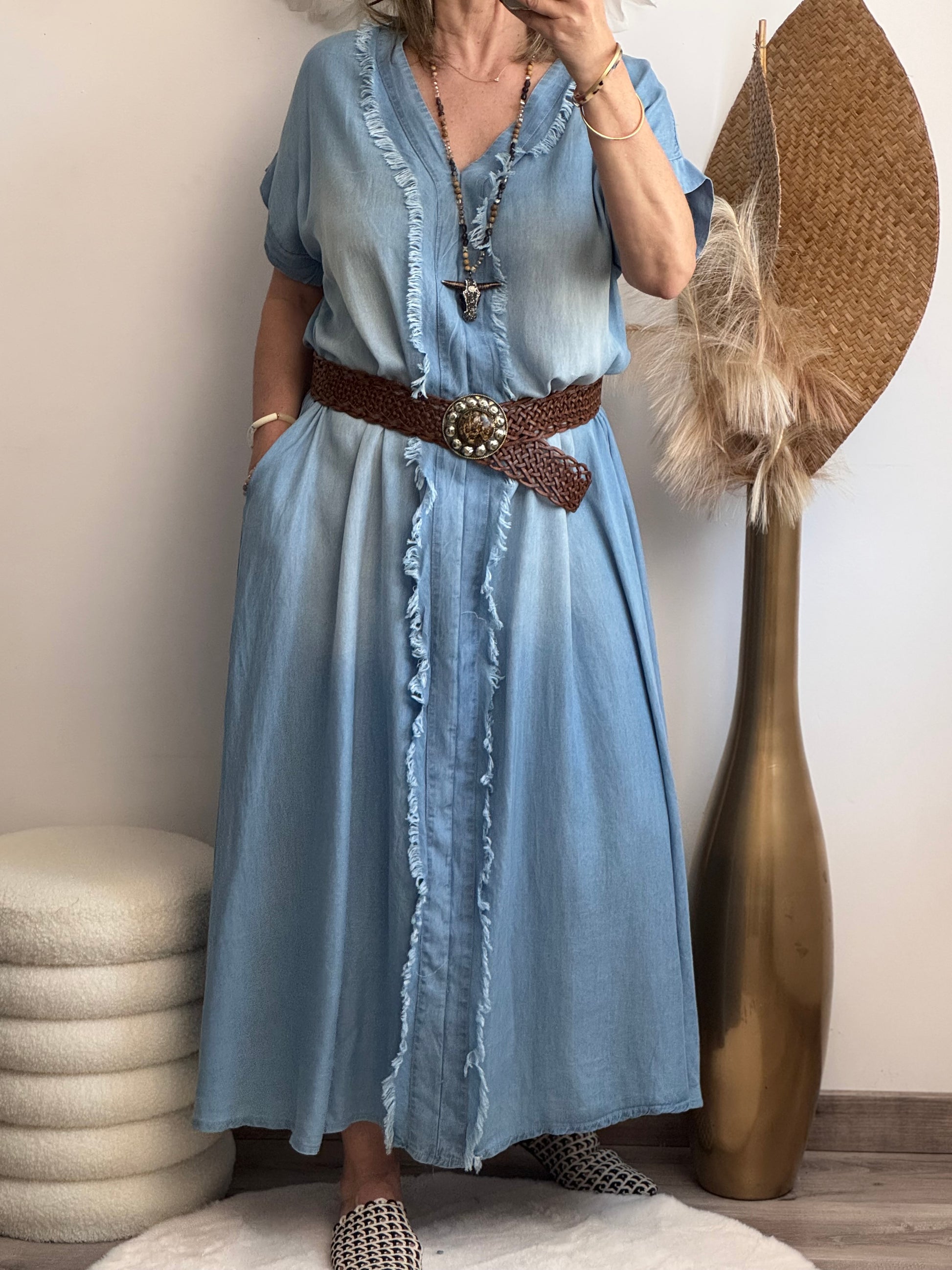 Robe longue bohème bleu TU 38/46