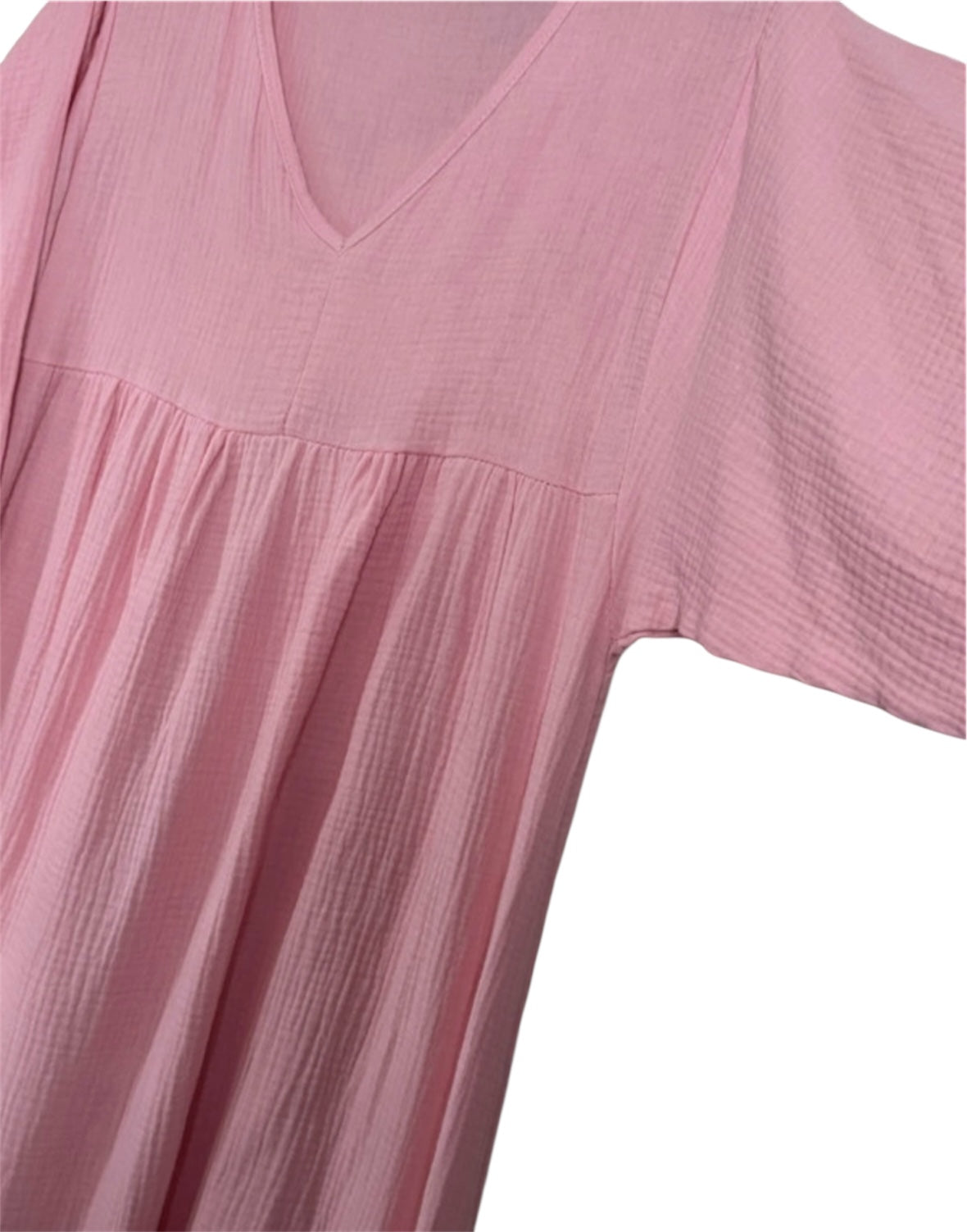 Robe longue gaz de coton rose TU 38/46