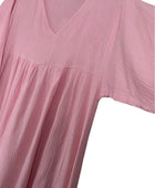 Robe longue gaz de coton rose TU 38/46