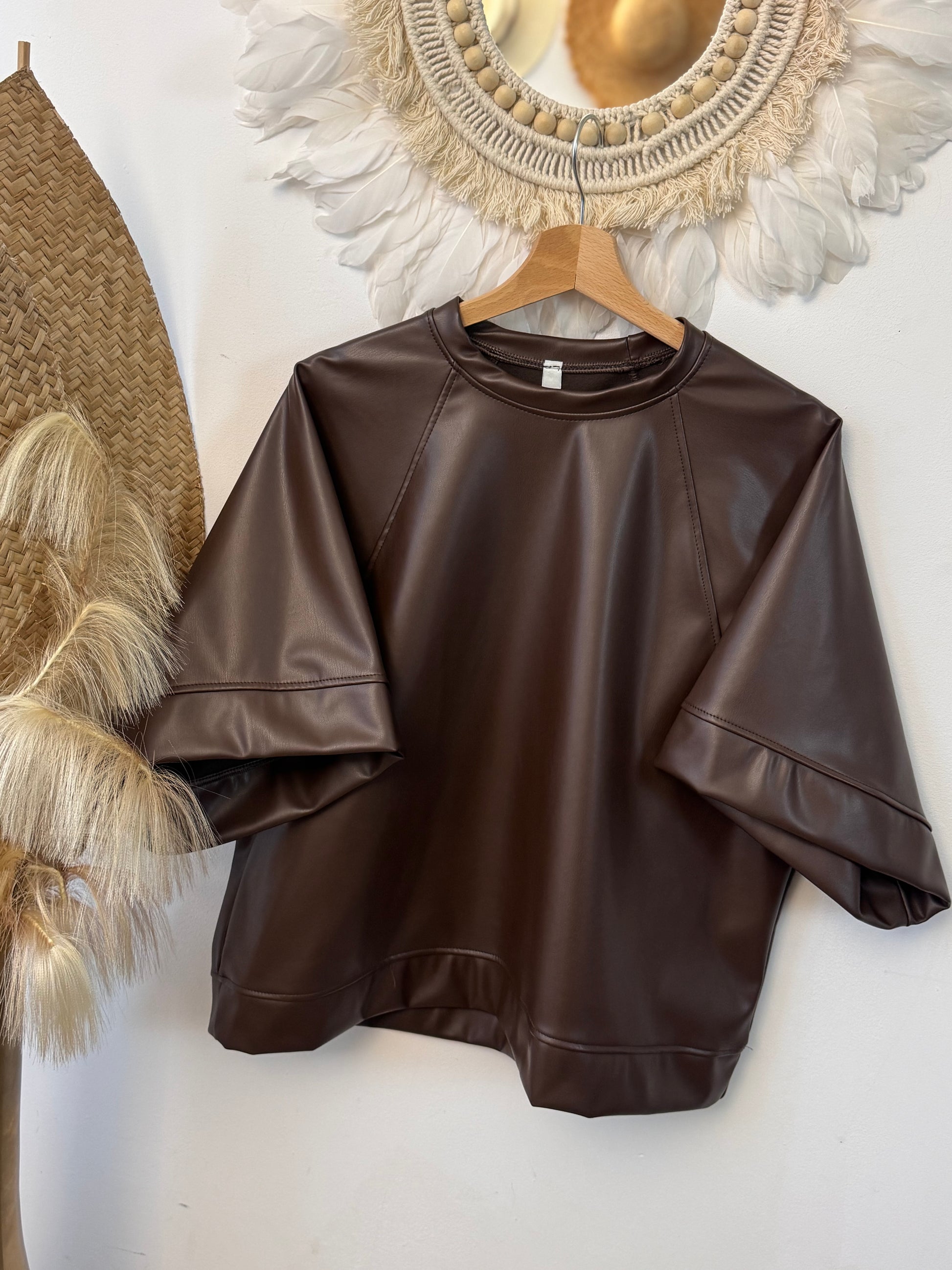 Haut similicuir marron