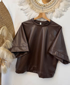 Haut similicuir marron