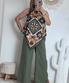 Top foulard kaki