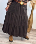 Jupe longue velours côtelé marron