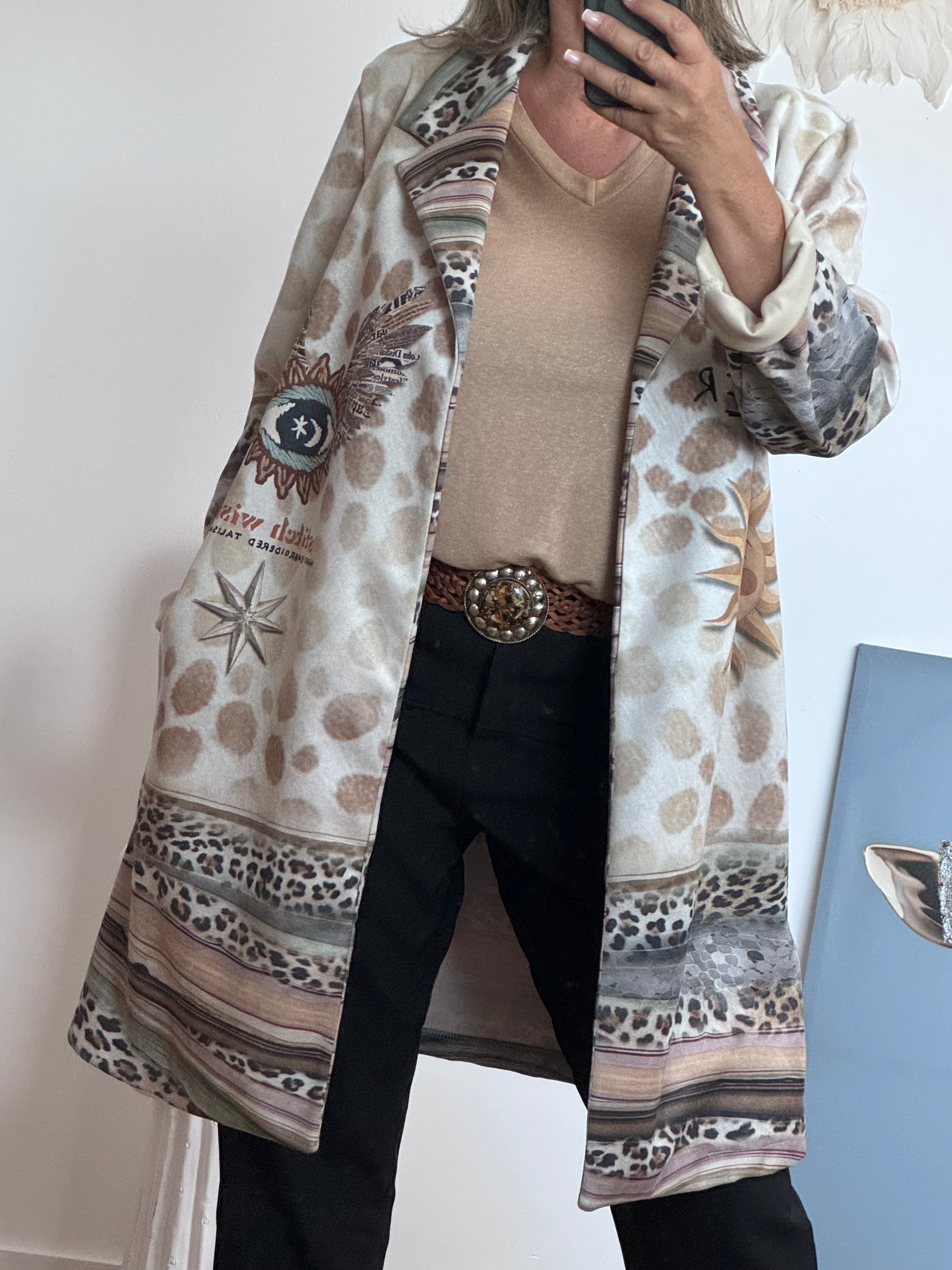 Veste longue bohème suédine