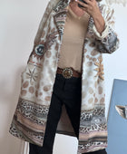 Veste longue bohème suédine