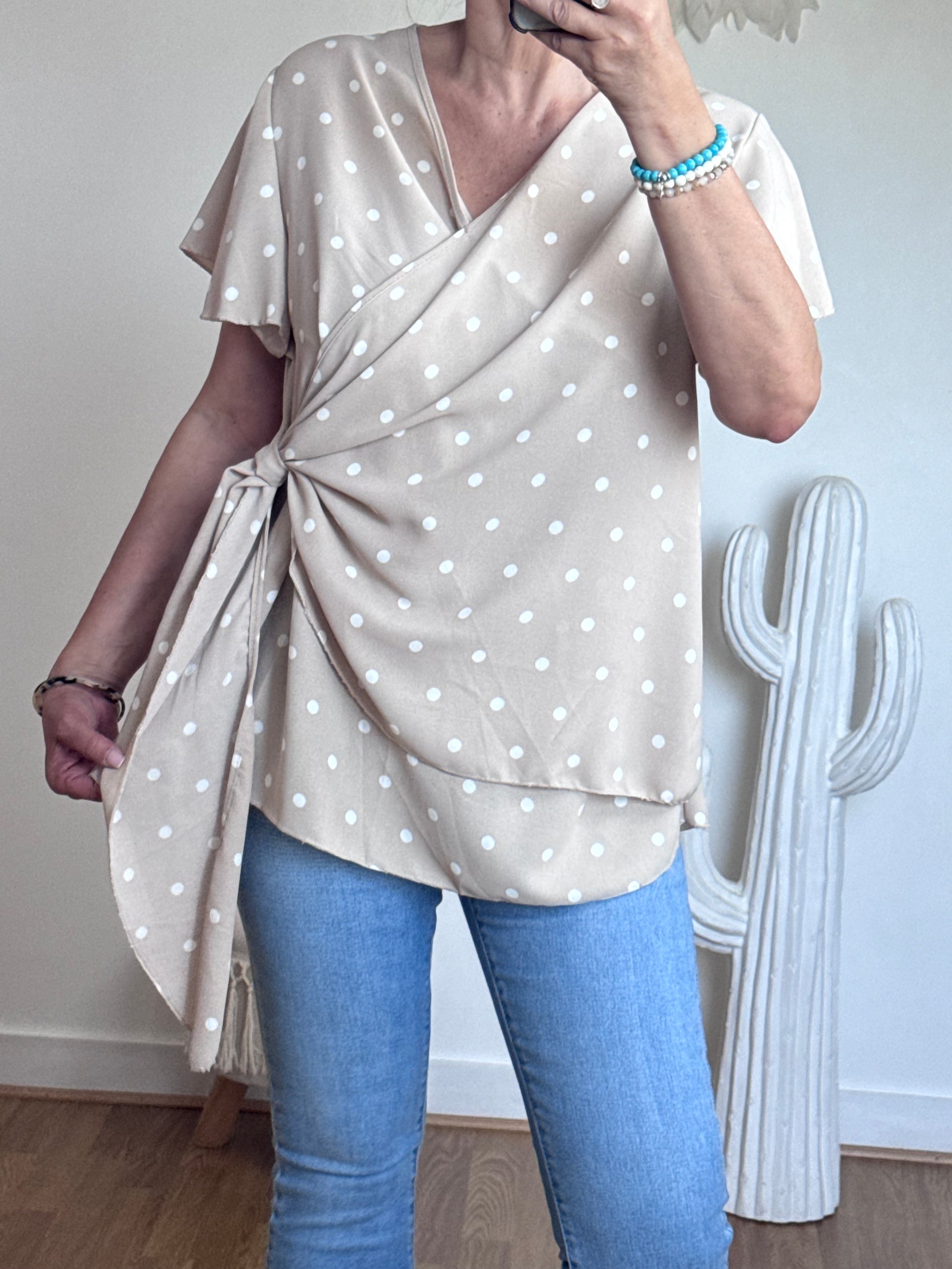 Blouse pois beige TU 44/50
