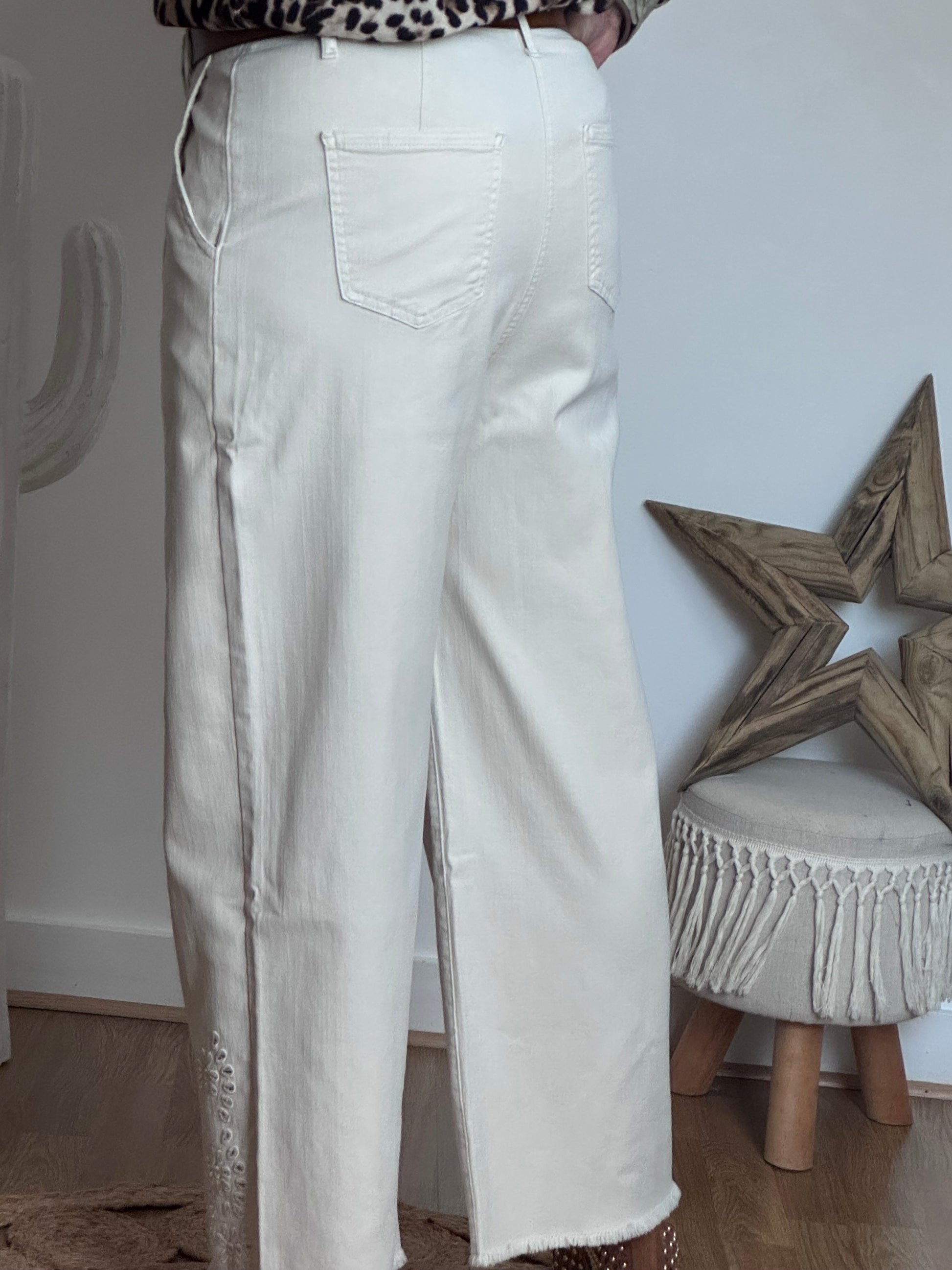 Jeans crème bohème du S au XXL