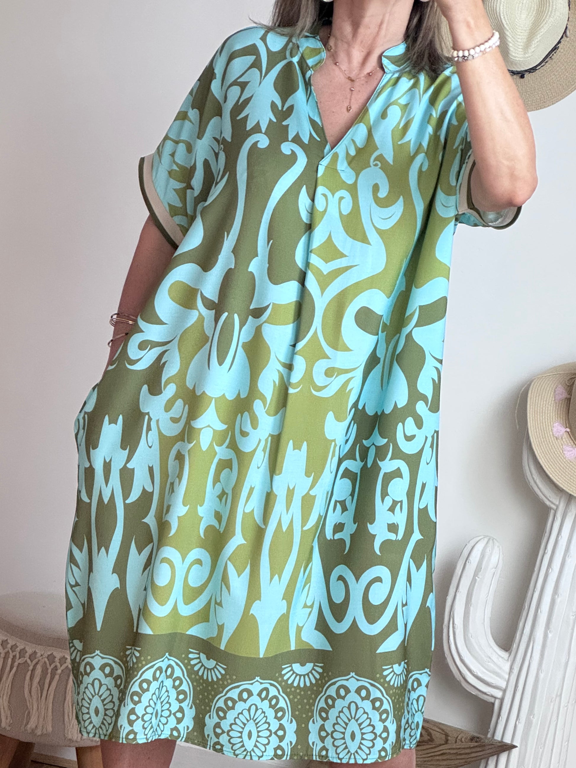Robe fluide arabesque kaki TU 40/48