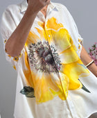 Chemise évasée fleurs jaune TU 38/46