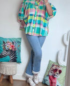 Chemise carreaux turquoise