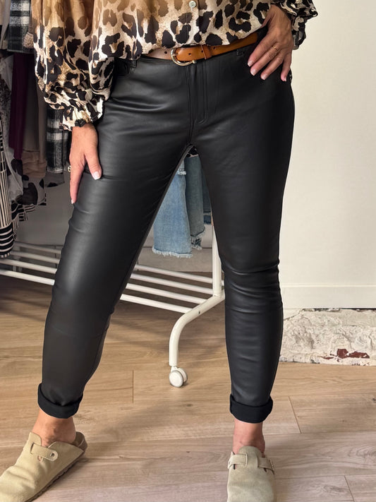 Pantalon jean skinny enduit noir du 38 au 50