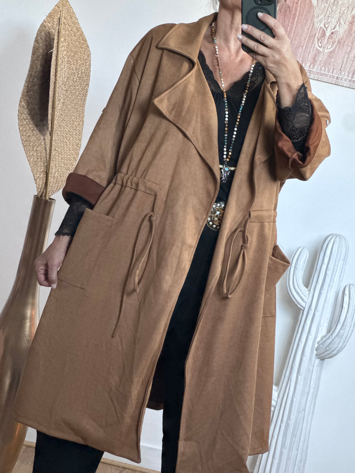 Manteau Arizona suédine camel