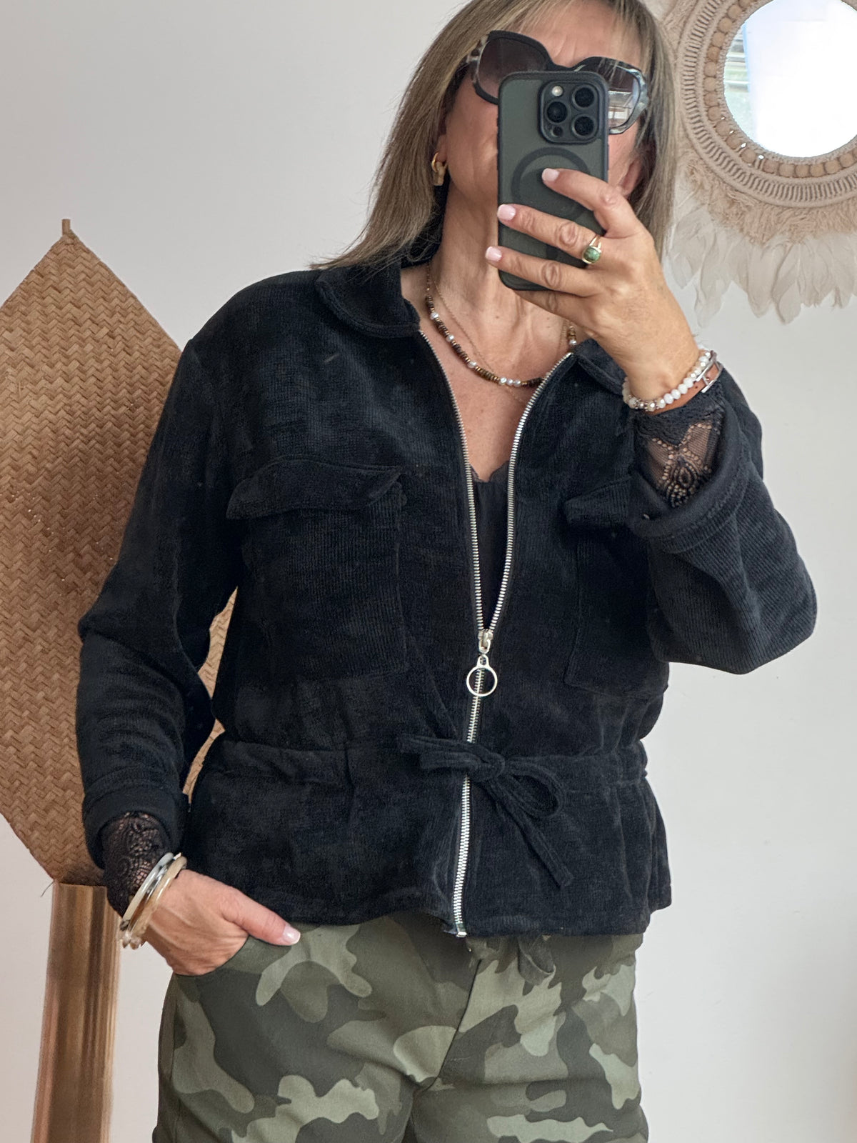 Veste velours milleraies noir