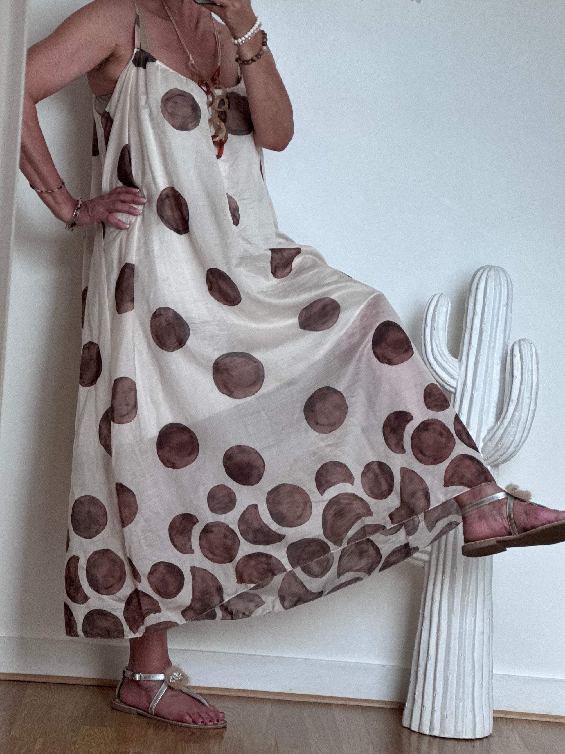 Robe à pois fond crème