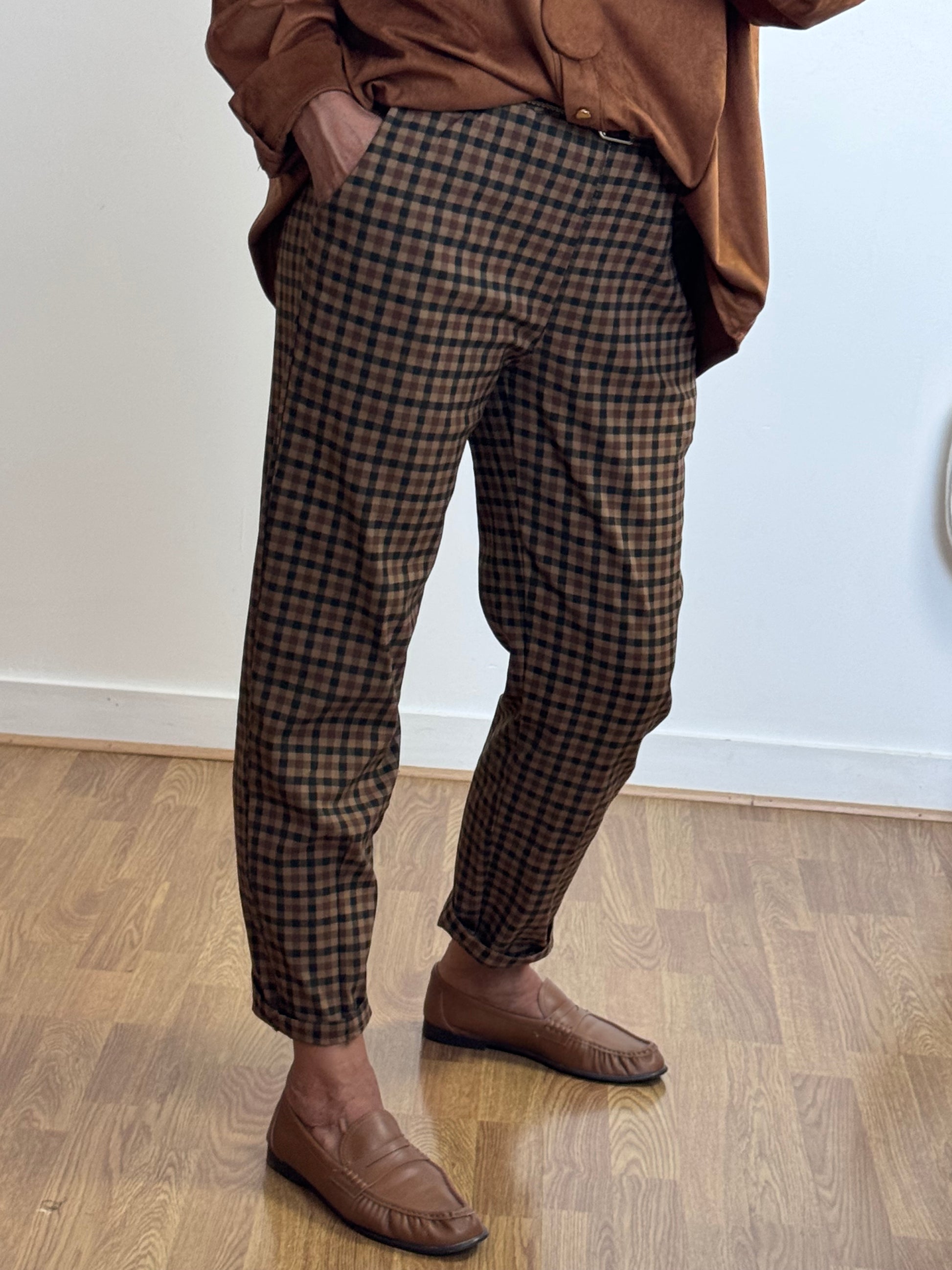 Pantalon vichy marron