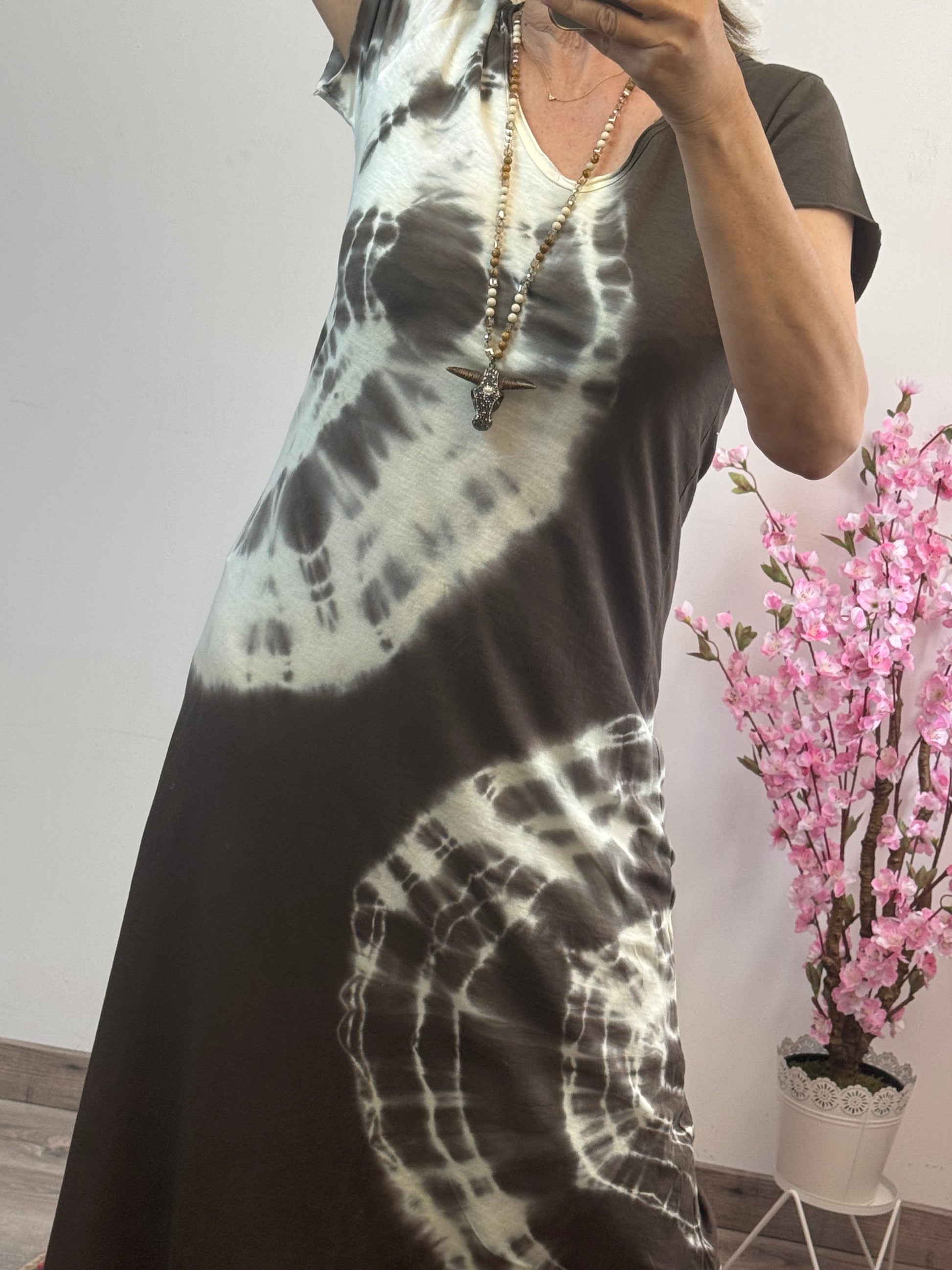 Robe teeshirt tie and dye marron